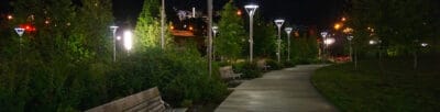 illuminated park at night